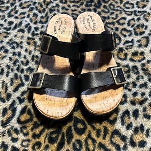 Black and cork sandals
